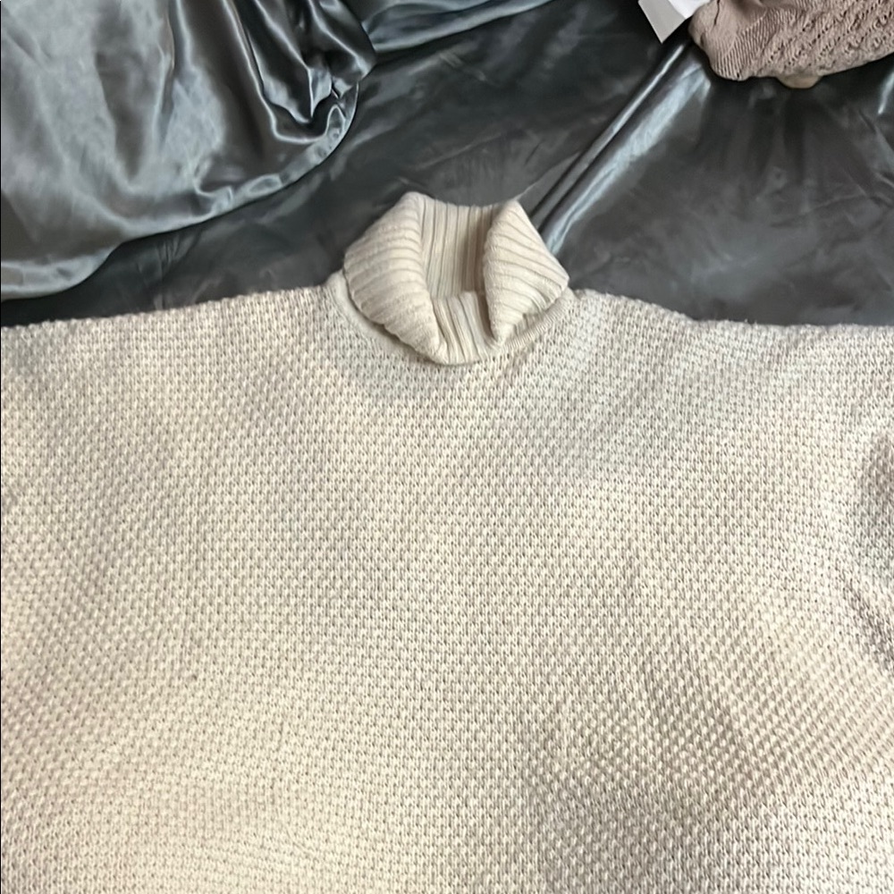 Chunky Knit Cream Cowl Neck Sweater